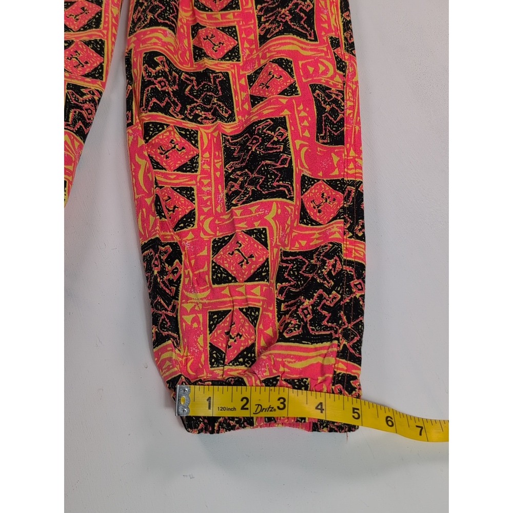 Vintage Tower 46 Neon Pink Tribal Print Cotton Beach Pants Mens Medium USA Made - Picture 7 of 10
